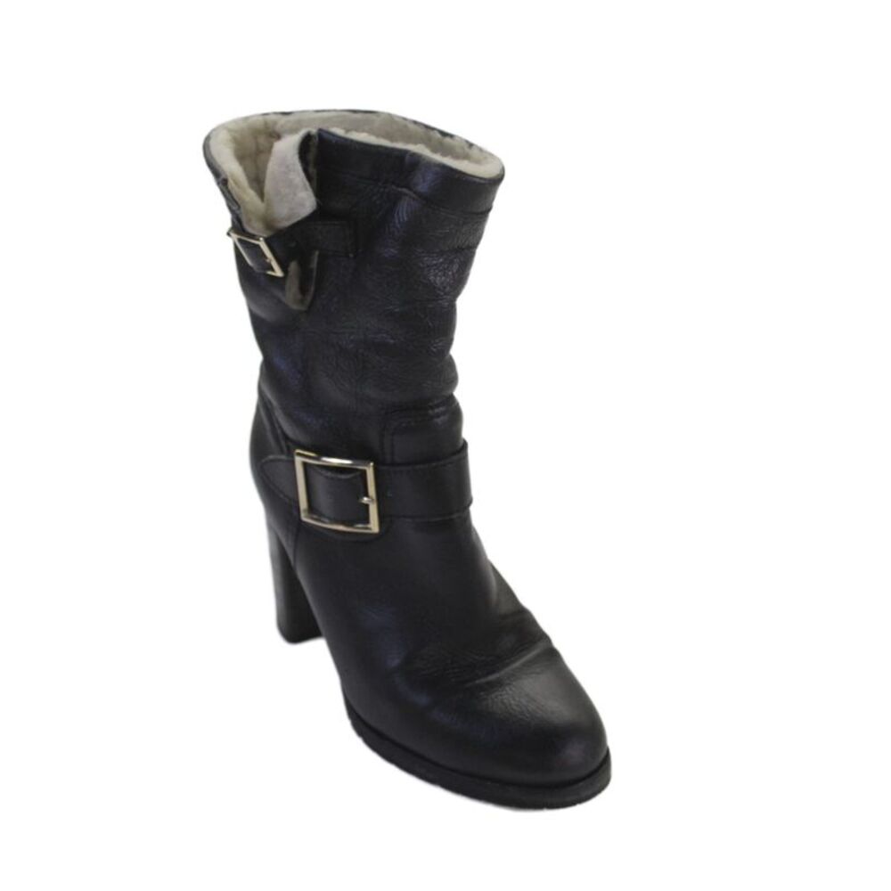 Jimmy Choo Womnens Leather Belted Ankle Boots Black Size 38.5 8.5
